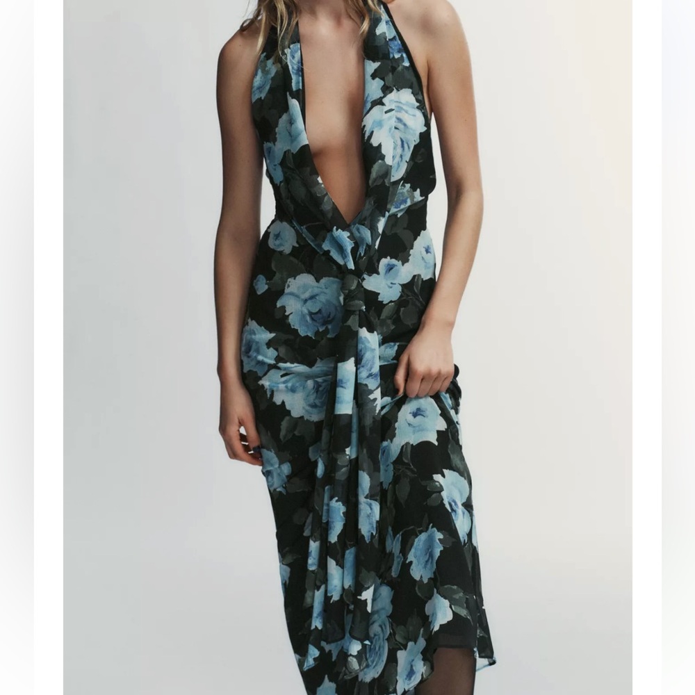 NWT🎉ZARA LONG FLORAL PRINT DRESS